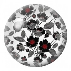 Cabochon en Verre Illustré Fleurs Rouges sur Fond Gris 12 à 25mm pour la Création de Bijoux Fantaisie - DIY