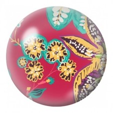 Cabochon en Verre Illustré Fleurs Folk Jaunes sur Fond Rose 12 à 25mm pour la Création de Bijoux Fantaisie - DIY