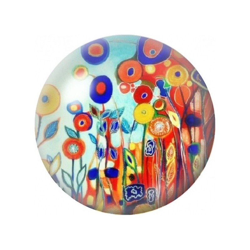 Cabochon en Verre Illustré Jardin Fantaisie Multicolore 12 à 25mm