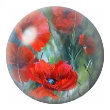 Cabochon en Verre Illustré Coquelicots Rouges Aquarelle 12 à 25mm pour la Création de Bijoux Fantaisie - DIY