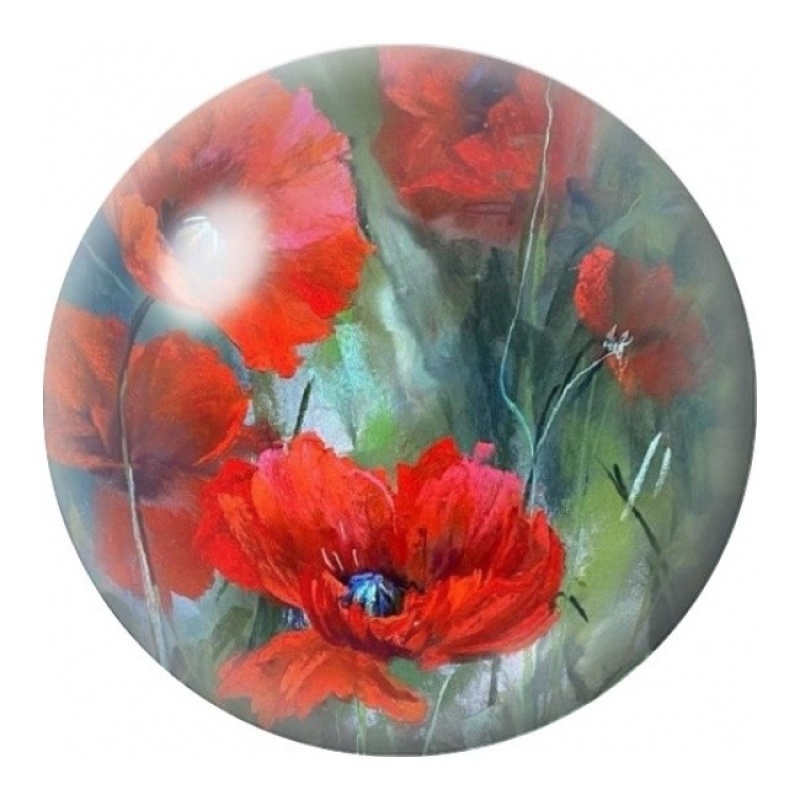 Cabochon en Verre Illustré Coquelicots Rouges Aquarelle 12 à 25mm