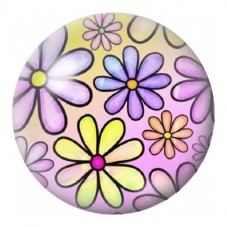 Cabochon en Verre Illustré Marguerites Pop Pastel 12 à 25mm pour la Création de Bijoux Fantaisie - DIY