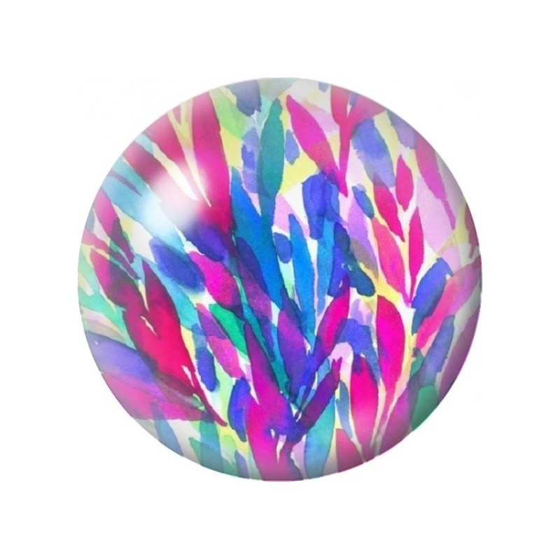 Cabochon en Verre Illustré Feuillage Abstrait Multicolore 12 à 25mm