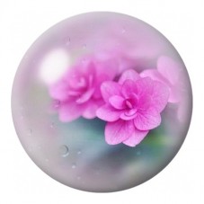 Cabochon en Verre Illustré Hortensia Rose dans la Brume 12 à 25mm pour la Création de Bijoux Fantaisie - DIY