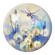 Cabochon en Verre Illustré Libellule et Pissenlits Bleus 12 à 25mm pour la Création de Bijoux Fantaisie - DIY