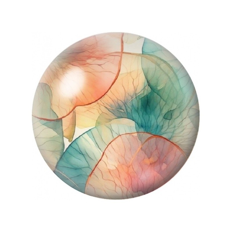 Cabochon en Verre Illustré Feuilles Transparentes Pastel 12 à 25mm