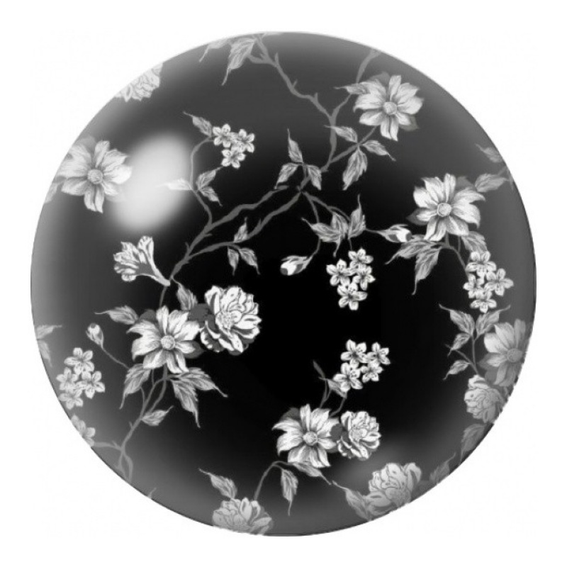Cabochon en Verre Illustré Fleurs Blanches sur Fond Noir 12 à 25mm