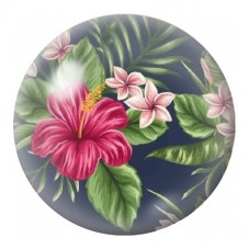Cabochon en Verre Illustré Hibiscus Rose Tropical 12 à 25mm pour la Création de Bijoux Fantaisie - DIY
