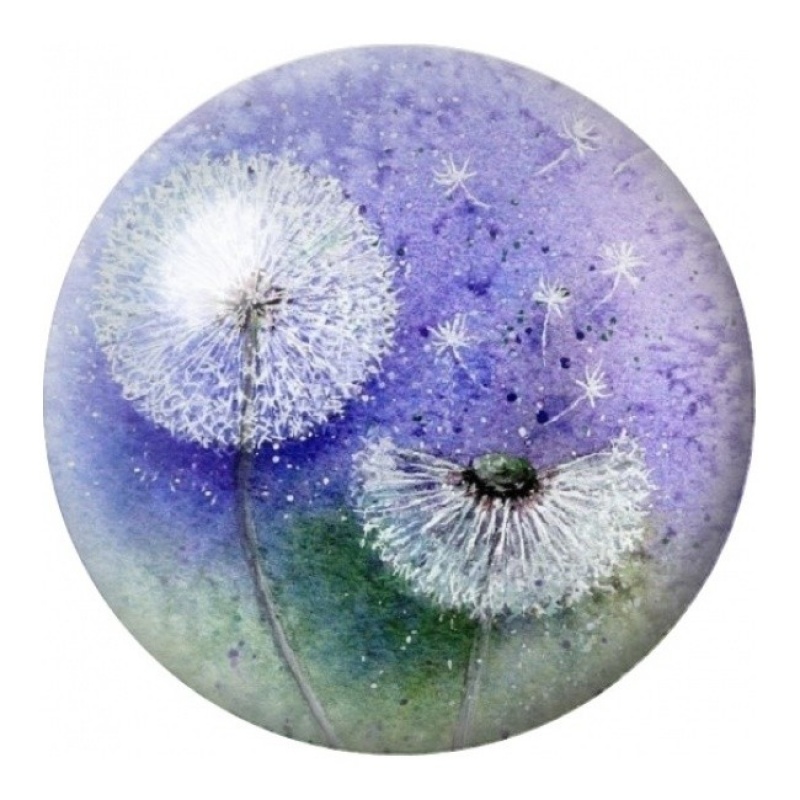 Cabochon en Verre Illustré Pissenlits dans la Brume Violette 12 à 25mm