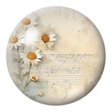 Cabochon en Verre Illustré Marguerites sur Partition Vintage 12 à 25mm pour la Création de Bijoux Fantaisie - DIY