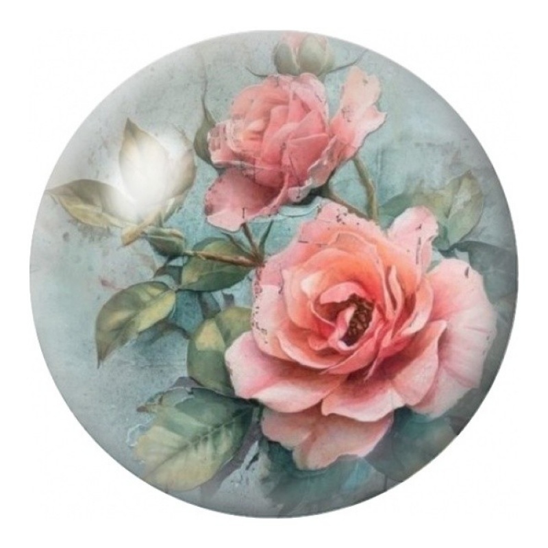 Cabochon en Verre Illustré Roses Pêche Vintage 12 à 25mm