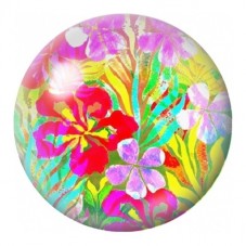 Cabochon en Verre Illustré Jardin Tropical Fluo 12 à 25mm pour la Création de Bijoux Fantaisie - DIY