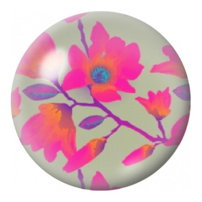 Cabochon en Verre Illustré Fleurs Rose Fluo 12 à 25mm