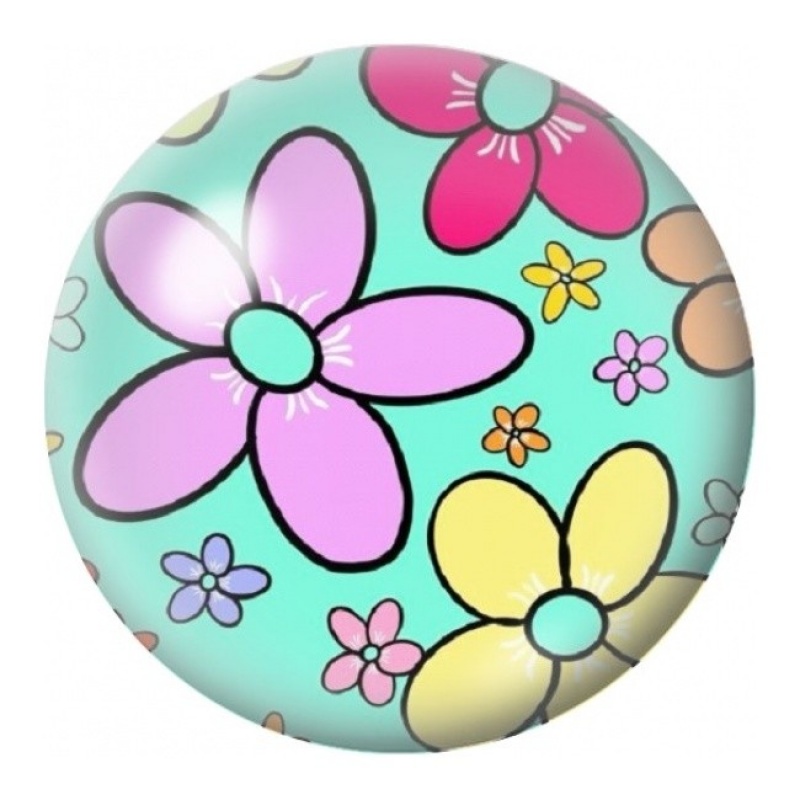 Cabochon en Verre Illustré Fleurs Pop sur Fond Menthe 12 à 25mm