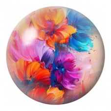 Cabochon en Verre Illustré Bouquet Abstrait Multicolore 12 à 25mm pour la Création de Bijoux Fantaisie - DIY