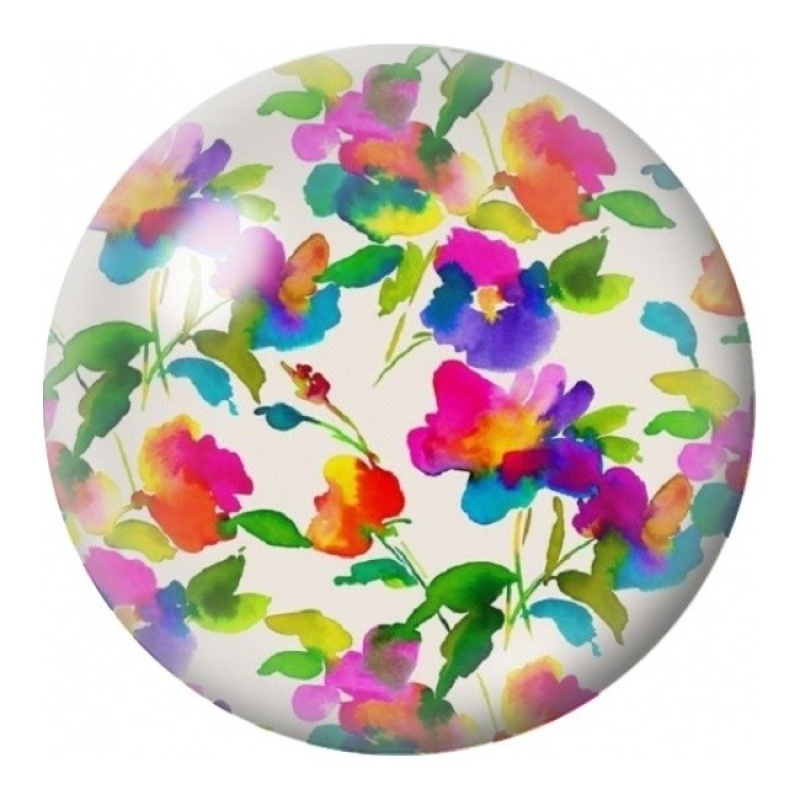 Cabochon en Verre Illustré Fleurs Aquarelle Multicolores 12 à 25mm