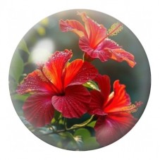 Cabochon en Verre Illustré Hibiscus Rouges 12 à 25mm pour la Création de Bijoux Fantaisie - DIY