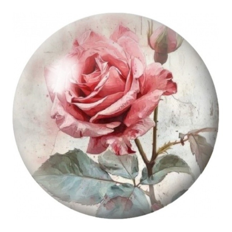 Cabochon en Verre Illustré Rose Rouge Vintage 12 à 25mm