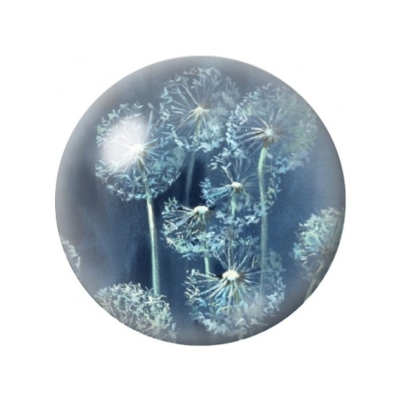 Cabochon en Verre Illustré Pissenlits dans la Nuit Bleue 12 à 25mm
