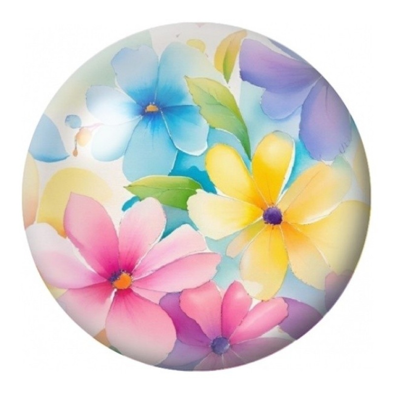 Cabochon en Verre Illustré Fleurs Tropicales Pastel 12 à 25mm