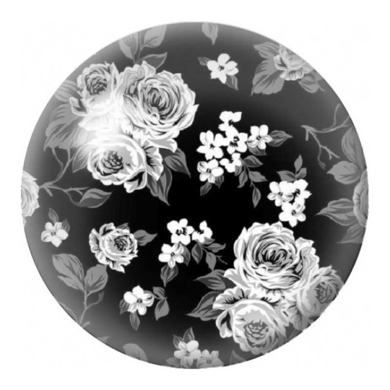 Cabochon en Verre Illustré Roses Blanches sur Fond Noir 12 à 25mm