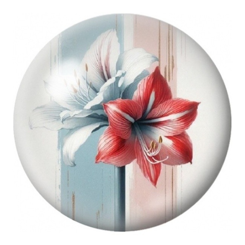 Cabochon en Verre Illustré Lys Rouge et Blanc Graphiques 12 à 25mm