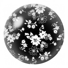 Cabochon en Verre Illustré Fleurs Blanches sur Fond Noir 12 à 25mm pour la Création de Bijoux Fantaisie - DIY