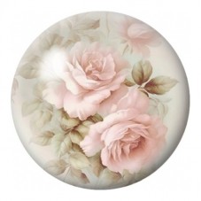 Cabochon en Verre Illustré Roses Rose Pâle 12 à 25mm pour la Création de Bijoux Fantaisie - DIY