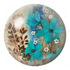 Cabochon en Verre Illustré Fleurs Turquoise Vintage 12 à 25mm pour la Création de Bijoux Fantaisie - DIY