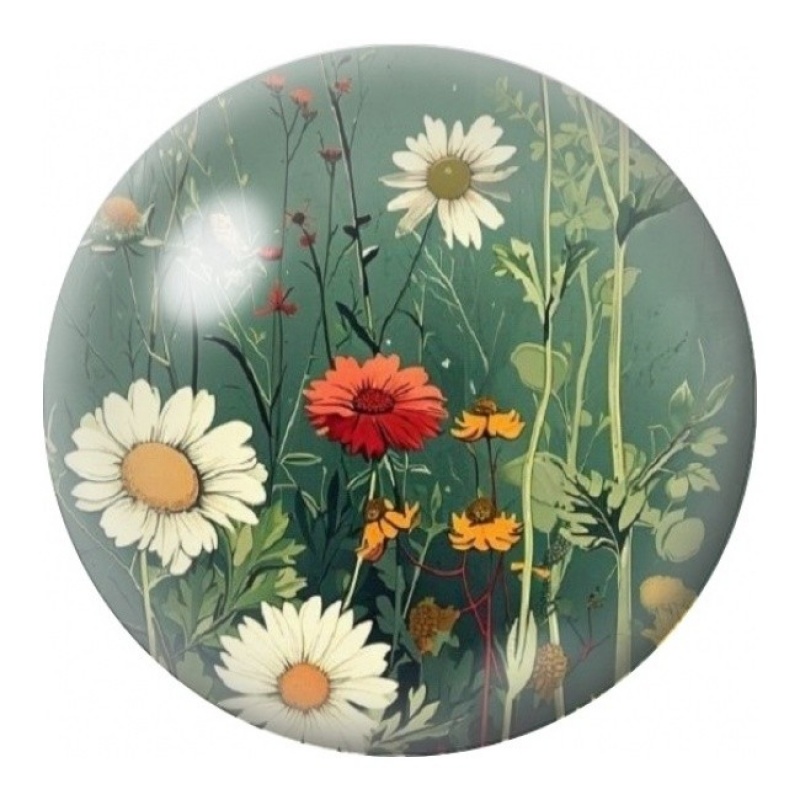 Cabochon en Verre Illustré Prairie de Marguerites 12 à 25mm