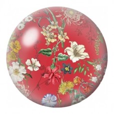 Cabochon en Verre Illustré Fleurs Japonaises sur Fond Rouge 12 à 25mm pour la Création de Bijoux Fantaisie - DIY