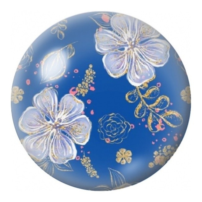 Cabochon en Verre Illustré Fleurs Blanches sur Fond Bleu 12 à 25mm