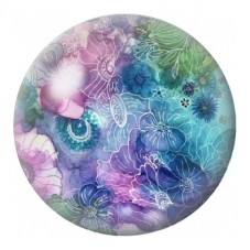 Cabochon en Verre Illustré Jardin Onirique Bleu et Violet 12 à 25mm pour la Création de Bijoux Fantaisie - DIY