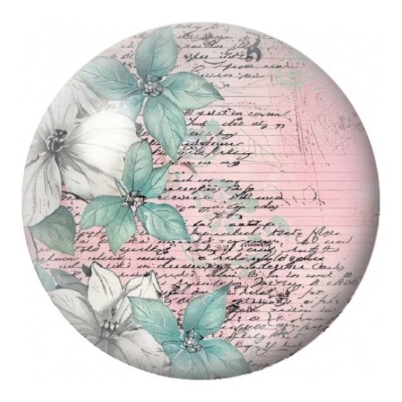 Cabochon en Verre Illustré Papillons Turquoise sur Écriture 12 à 25mm