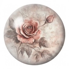 Cabochon en Verre Illustré Rose Sépia Vintage 12 à 25mm pour la Création de Bijoux Fantaisie - DIY