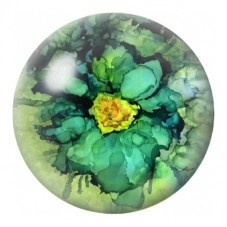 Cabochon en Verre Illustré Fleur Verte Aquarelle 12 à 25mm pour la Création de Bijoux Fantaisie - DIY