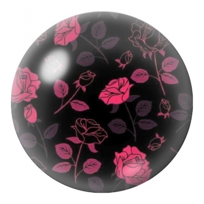 Cabochon en Verre Illustré Roses Roses sur Fond Noir 12 à 25mm
