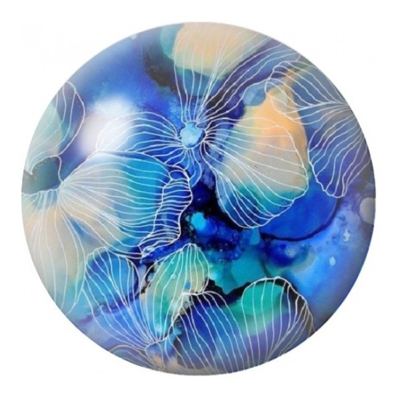 Cabochon en Verre Illustré Pétales Bleus Abstraits 12 à 25mm