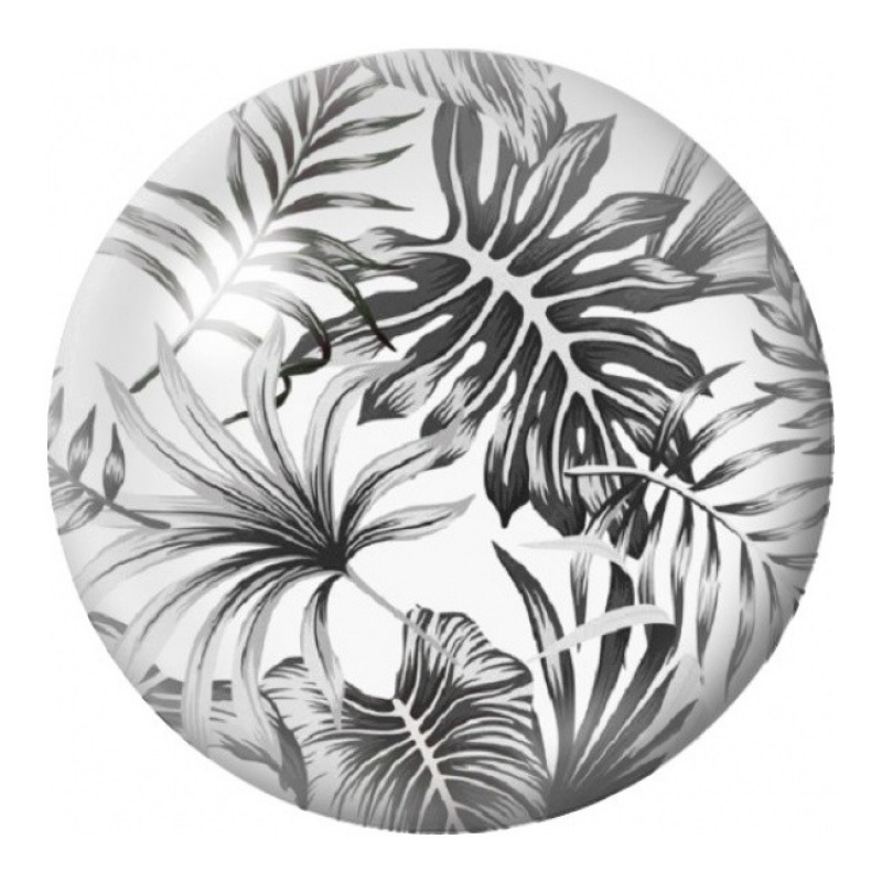 Cabochon en Verre Illustré Feuillage Tropical Noir et Blanc 12 à 25mm