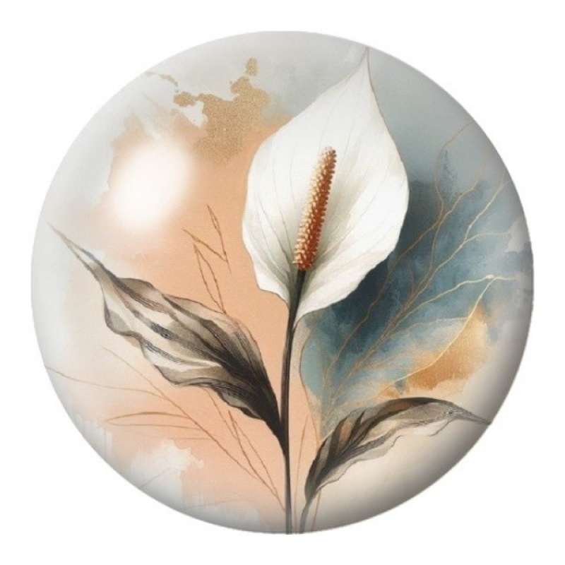 Cabochon en Verre Illustré Arum Blanc Aquarelle 12 à 25mm