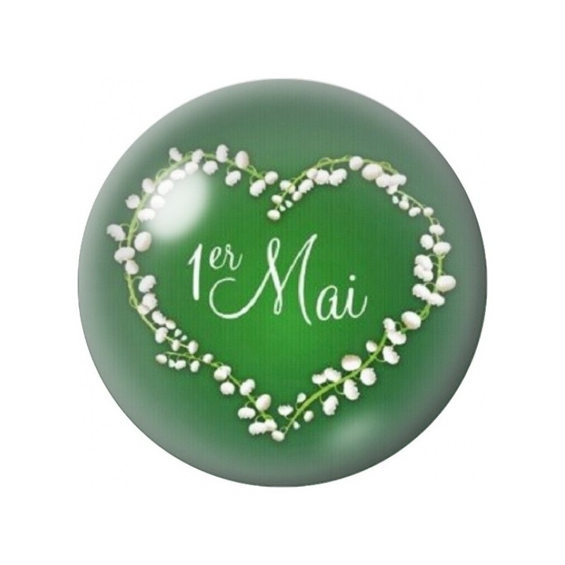 Cabochon en Verre Illustré Cœur de Muguet Premier Mai 12 à 25mm
