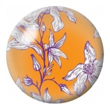 Cabochon en Verre Illustré Fleurs Blanches sur Fond Orange 12 à 25mm pour la Création de Bijoux Fantaisie - DIY