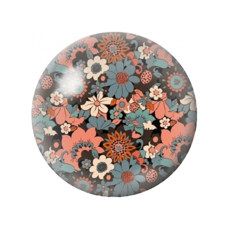 Cabochon en Verre Illustré Tapisserie Florale Rétro 12 à 25mm