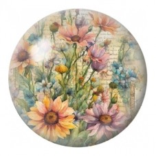 Cabochon en Verre Illustré Bouquet Champêtre Vintage 12 à 25mm pour la Création de Bijoux Fantaisie - DIY