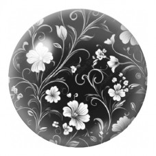 Cabochon en Verre Illustré Fleurs Blanches en Arabesques 12 à 25mm pour la Création de Bijoux Fantaisie - DIY
