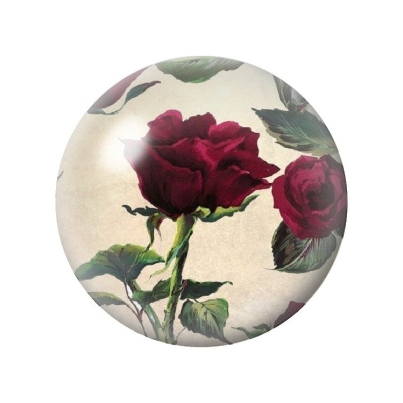 Cabochon en Verre Illustré Roses Bordeaux Vintage 12 à 25mm