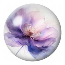 Cabochon en Verre Illustré Fleur Mauve Vaporeuse 12 à 25mm pour la Création de Bijoux Fantaisie - DIY
