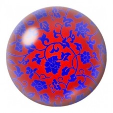 Cabochon en Verre Illustré Arabesques Bleues sur Fond Rouge 12 à 25mm pour la Création de Bijoux Fantaisie - DIY