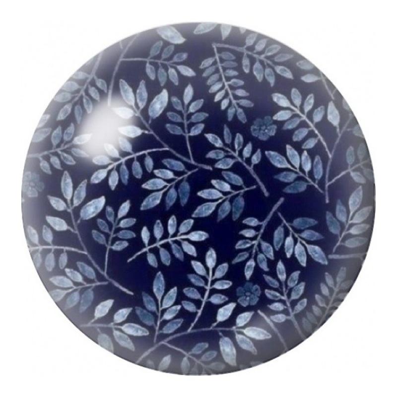 Cabochon en Verre Illustré Feuillage Bleu Nuit 12 à 25mm