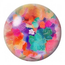 Cabochon en Verre Illustré Bouquet Abstrait Multicolore 12 à 25mm pour la Création de Bijoux Fantaisie - DIY